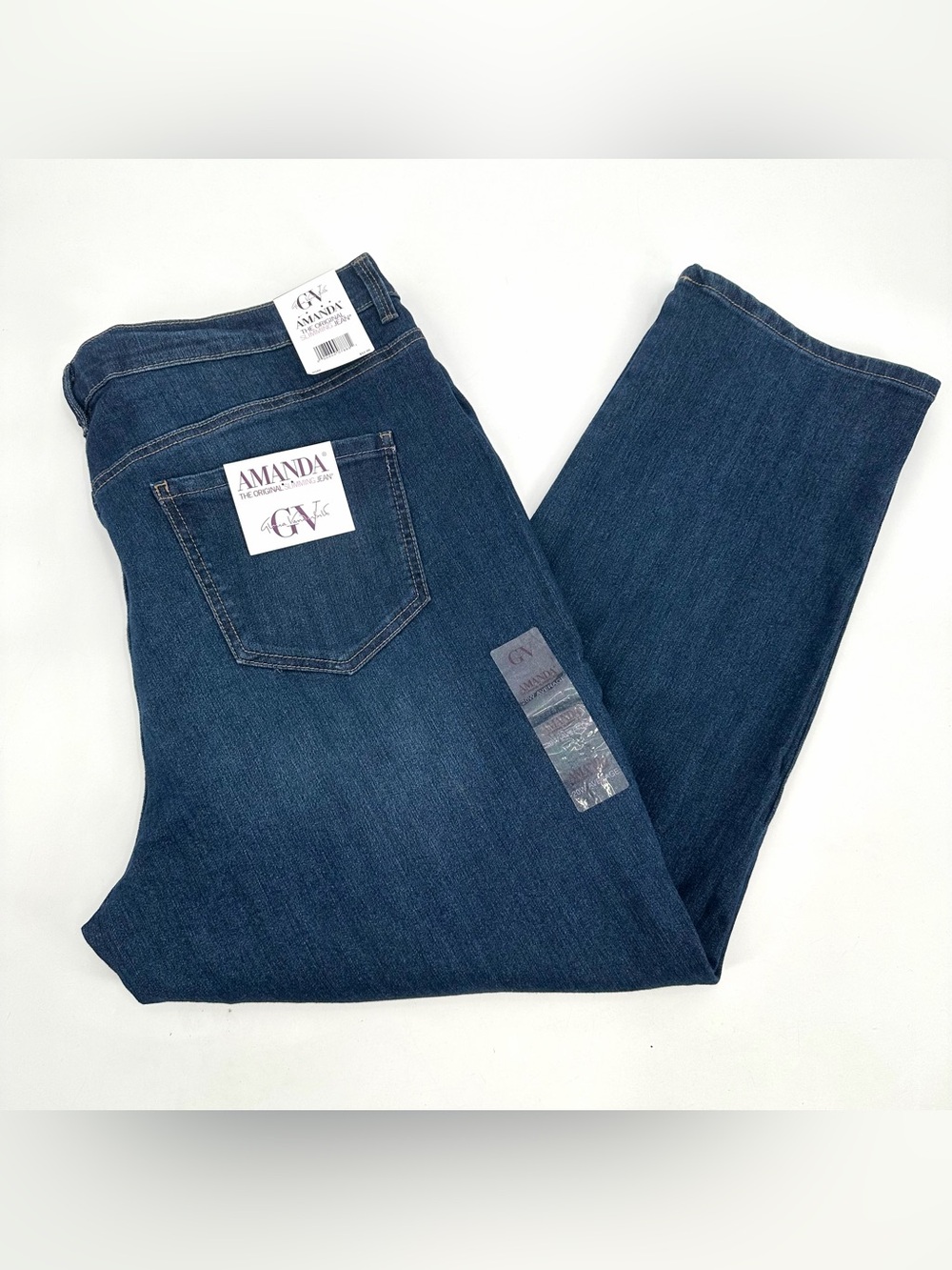 Gloria Vanderbilt AMANDA Jeans Womens Plus 20W Average Dark Blue Slimming NEW